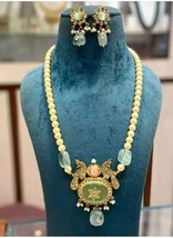VeroniQ Trends-Elegant Long Rani Haar Peacock Pendant With Fluorite Stone - £115.90 GBP