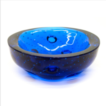 Vintage Cobalt Blue Art Glass Candy Dish Bowl Bullicante Control Bubbles... - £30.93 GBP
