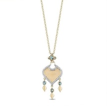 Enchanted Disney Fine Jewelry 1/10 CT Diamond &amp; Swiss Blue Topaz Jasmine Pendant - £131.86 GBP