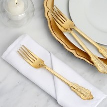 24 Pcs Gold Metallic Plastic 8&quot;&quot; Forks Wedding Party Disposable Tableware Sale - £6.77 GBP