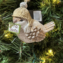 NEW To Santa Sparrow Christmas Bird Ornament Farmhouse Rustic Country - $11.25