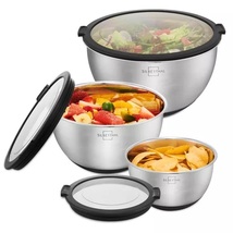 SILBERTHAL bowls with lid set - 3 pieces - stainless steel - dishwasher safe - £68.32 GBP