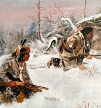 Crow Indians Hunting Elk Native Americans 1978 Old West Print Russell LGAD99 - £39.32 GBP