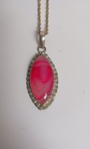 Vintage Pink Clear Glass Costume Pendent Necklace - $269.23 MXN