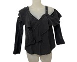 Veronica Beard Studded Off the Shoulder Ruffle Top in Black - Size 0 NWT... - $29.66