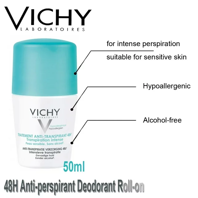 VICHY Roll-On Antiperspirant 50ml/1.7oz Non-Sticky &amp; Quick-Drying - £15.95 GBP