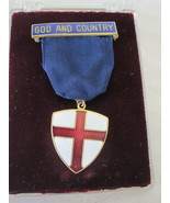 old BSA Boy Scouts of America Medal: &#39;God and Country&#39; w/ red cross shield  - £19.18 GBP