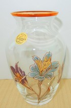 Vintage Cristal d&#39;Arques hand painted gold rim lead crystal flower vase w/ box - £59.76 GBP