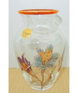 Vintage Cristal d&#39;Arques hand painted gold rim lead crystal flower vase ... - $75.00