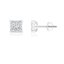 ANGARA Lab-Grown 0.5 Ct Diamond Square Cluster Stud Earrings in 14K Solid Gold - £572.54 GBP