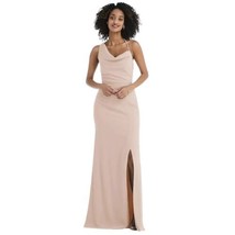 After Six 6849 Cameo Pink One Shoulder Draped Cowl-Neck Maxi Dress 14 New - £75.03 GBP