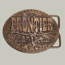 Frontier Hotel Las Vegas Belt Buckle Solid Brass Vintage 1970s - £12.75 GBP