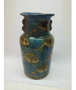 Antique Very Early 20C Islamic Rounded Ceramic Vase, Hand-Painted Fish H... - £120.01 GBP