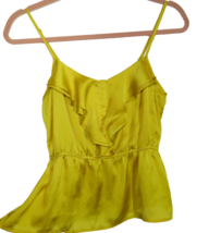 Forever 21 Yellow Satin Ruffled Cami Tank Top Blouse Size Small - £11.55 GBP