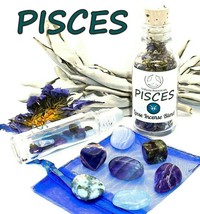 PISCES Zodiac Gift Set - Roller Bottle + Crystals + Incense Astrology Wicca - £32.76 GBP