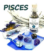 PISCES Zodiac Gift Set - Roller Bottle + Crystals + Incense Astrology Wicca - £32.85 GBP