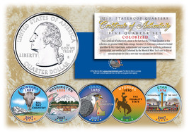 2007 US Statehood Quarters COLORIZED Legal Tender 5-Coin Complete Set w/Capsules - £12.62 GBP