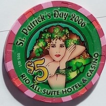  $5 Ltd Edition 500 RIO Hotel &amp; Casino Vegas Casino Chip St. Patrick&#39;s D... - $14.99 CAD