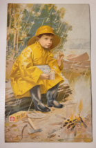 1902 Advertisement Nabisco Biscuit Zu Zu UNEEDA Boy In Raincoat by Fire 2 Sided - £11.00 GBP