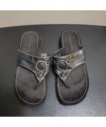 VTG 90s Lower East Side Black Chunky Lug Sole Jammer Platform Sandals Wo... - $49.92 CAD