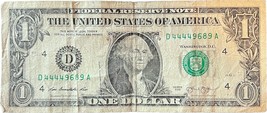 $1 One Dollar Bill 44449689 Bruce, South Dakota coordinates 44.44N 96.89W - £8.03 GBP
