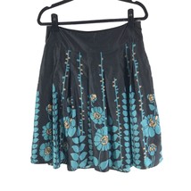 Mossimo Womens Skirt A Line Pleated Knee Length Floral Satin Black Blue 6 - £6.12 GBP