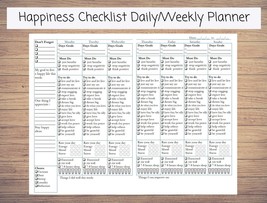 Instant Happiness Printable Planner with Checklists. Keep track of your ... - £1.59 GBP