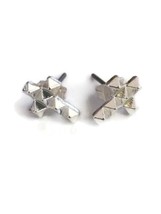 Silver Tone Cross Pyramid Stud Mini Earrings - £20.37 GBP