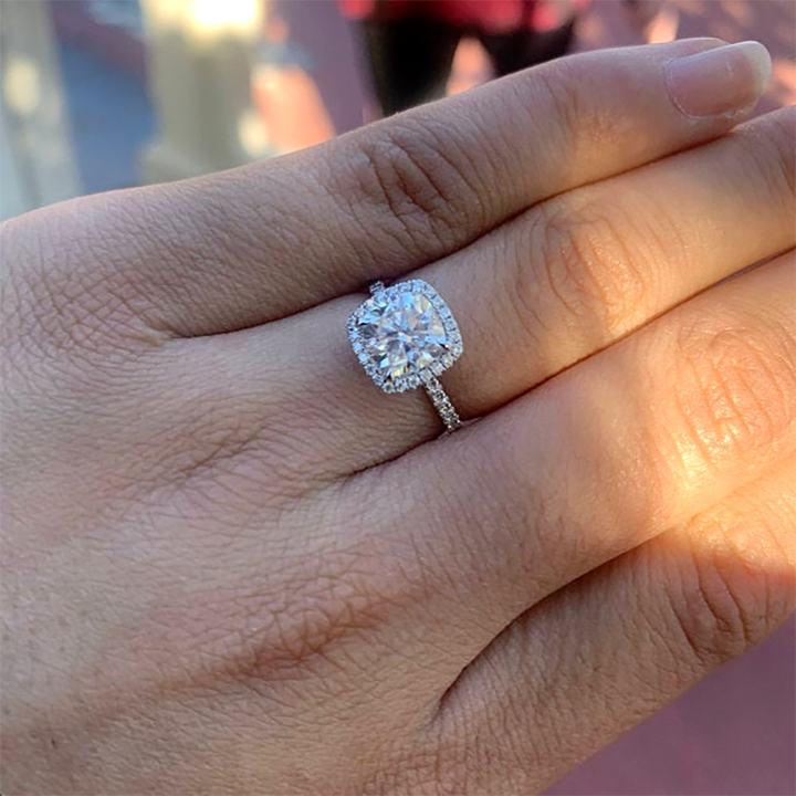 4CT Cushion Moissanite Engagement Ring 925 Silver Half Eternity Engagement Ring  Item image 3