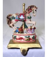 VINTAGE KURT ADLER RESIN &amp; CAST IRON CAROUSEL PONY CHRISTMAS STOCKING HA... - $670.39 MXN