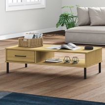 Coffee Table with Metal Legs Brown Solid Wood Pine OSLO - £44.59 GBP