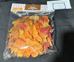 Fall Autumn Oak Leaf Decorations 35 Fabric Leaves Yellow Red Harvest Dec... - £8.41 GBP