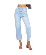 Princess Polly light blue Angela cropped button fly high rise straight jeans 4 - £19.74 GBP