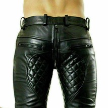 Mens Real Cowhide Leather Short Slim Fit Quilted Clubwear Leisure Bondage Fetish - £71.09 GBP