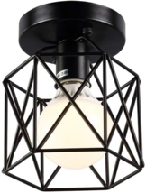 Semi Flush Ceiling Light Fixture Black Hardwire Industrial Farmhouse - £14.38 GBP