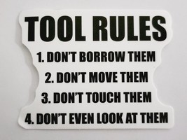 Tool Rules Black and White Funny Work Theme Sticker Decal Awesome Embell... - £1.77 GBP