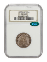 1876-CC 25C NGC/CAC MS63 - £1,149.50 GBP