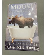Rustic Country &quot; Moose &amp; CO. Bath Soap Wash Your Hooves &quot; Funny Metal Wa... - £9.98 GBP