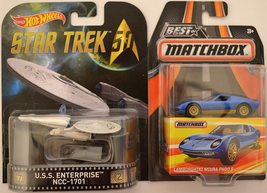 Hot Wheels 2 Cars Bundle U.S.S. Enterprise NCC-1701 Star Trek Retro Series &amp; MBX - £34.16 GBP