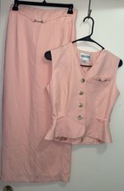 Missonei Women’s 2 Pc Outfit M Tank Blouse &amp; Skirt Pink Bust 34” Waist 26 Easter - £11.38 GBP