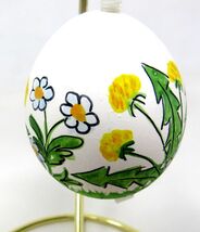 Chicken Egg Shell Flowers Dandelion Forget Me Not Hand Painted Ornament - $18.80