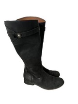 FRYE Womens Knee High MOLLY BUTTON Riding Boots Black Leather Side Zip S... - £60.61 GBP