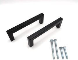 4 Inch Black Cabinet Pulls Pack of 4. Solid Stainless Steel Heavy Duty M... - $25.03+