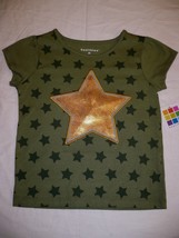 Healthtex Girl&#39;s T Shirt Size 2T Green Stars Sequin Gold Stars  NEW - £7.06 GBP