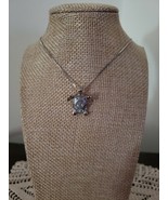 Turtle Pendant Necklace ~ Turtle Design ~  Silver Hardware ~ White Opal ... - $28.05 CAD