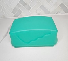 Tupperware Impressions Butter Cheese Dish #3391 1-Pound Size Teal Green - £12.65 GBP