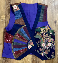 Handmade Women’s Cotton Quilted Purple Printed Button Vest EUC - $33.66