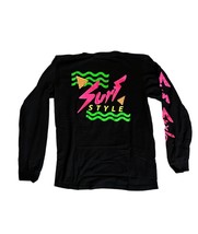 Surf Style Long Sleeve Mens Small Retro Neon Graphic Shirt - £23.37 GBP
