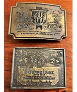 Vintage Budweiser &amp; Old Style Beer Belt Buckles Anheuser Busch 1970&#39;s Br... - £27.89 GBP