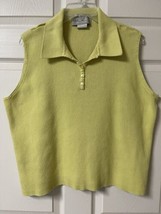 Sag Harbor Womans Top 3X Sleeveless Cotton Yellow/Lime Collar Petite - £5.25 GBP